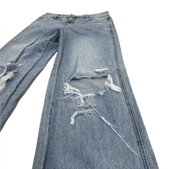 PacSun Casey Ripped Knees Low Rise Baggy Jeans Medium Indigo 27 - Picture 4 of 14